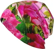 [ZaKhs] Sparkle Red Roses and Butterflies Print Beanie Hat Winter Warm Knit Hat Soft Skull Cap for Women Men, Black, One Size
