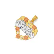 9ct Gold Tri Tone 'sister' Heart Pendant