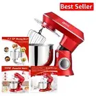 900W 7.5QT Stand Mixer in Red - Elegant Diamond Cut Design for Efficient Baking