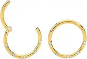 [365 Sleepers] Surgical Steel 16G 8mm 10mm Gem Hinged Segment Nose Lip Ring Helix Tragus Septum Earring Unisex Body Piercing Jewellery