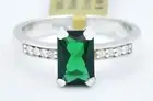 LAB CREATED 2.65 Cts EMERALD & WHITE SAPPHIRE RING .925 SILVER - New With Tag