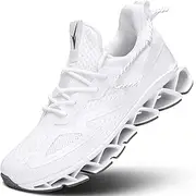 [Luogoks] Mens Athletic Running Shoes Blade Tennis Casual Fashion Sneakers Comfort Non Slip Walking Sport Trainers Trail Runners, White, 7