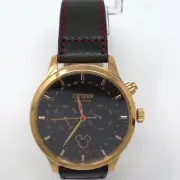 CITIZEN ECO-DRIVE DISNEY MICKEY MOUSE BLACK LEATHER WATCH AP1053-23W