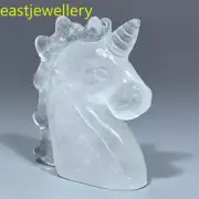 2" Natural clear quartz unicorn skull Quartz Crystal Skull gem Figurines gift 1x