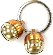 Abdul of Sialkot Extra Loud Pair of Cat & Dog Brass Silver Bells Collar Charm Pet Tracker Acorn Falconry Silver Bottom & Brass Top