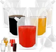 10 Pack Plastic Flasks,Hip Flask with funnel- Reusable Drink Bags, Leak-Proof, BPA-Free for Sneak Drink,Travel, Outdoor Sports, Concerts, Events (Bevel Mouth, 16 OZ)