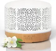 Earnest Living Essential Oil Diffuser White Ceramic Diffuser 500 ml Timers Night Lights and Auto Off Function Home Office Humidifier Aromatherapy Diffusers for Essential Oils