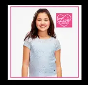 *NWT* Girls Blouse JUSTICE size 8 Sky Blue Floral Lace Layered Short SleeveTee