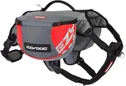 EzyDog Summit Dog Backpack - Packs for Small, Medium and Large Dogs - Designed in Australia, Reflective, Harness Included, Padded Handle, Breathable Materials, Leash Attachment (L, Red)