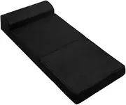 Giselle Bedding Foldable Mattress 180 x 70 x 24cm Single Folding Cushion Covers Camping Floor Mat Portable Travel Sleeping, Sofa Bed Pad Home Office Black with Pillow
