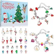 Christmas Advent Calendar Bracelets 2024, 24 Days Xmas Countdown Calendar with 2pcs DIY Charm Bracelets Kits, Christmas Surprise for Girls Kids Teens Adult Women