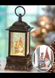 Lighted Christmas Gnome Lantern With Motion Glitter Water