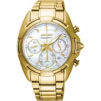 在飛比找Yahoo奇摩購物中心優惠-SEIKO 精工 晶鑽計時手錶 母親節禮物-珍珠貝x金/36
