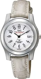 [CITIZEN] Cue & Cue HJ03-314 Women's Analog Wristwatch, Radio, Solar, Waterproof, Leather Strap, Beige, beige, Wristwatch, radio wave solar, leather strap, simple