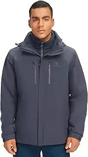 [CAMEL CROWN] Outdoor Jacket Men Winter Ski Jacket Windbreaker 3 in1 Hooded Rain Coat for Traveling Climbing Hiking