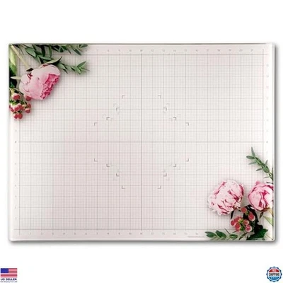 Floral Glass Craft Mat 18x24in - Magnetic, Heat Resistant, Non-Slip, Stain-Proof
