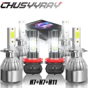 For Smart Fortwo 2008-2015 H7 H7 H11 6X 6000K LED Headlight Fog Light Bulbs