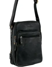 [PIERRE CARDIN] Rustic Leather Cross-Body Bag in Black