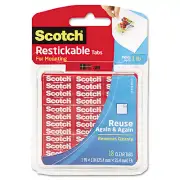 Scotch Restickable Mounting Tabs 1" x 1" 18/Pack R100