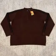 Neve Design NWT New Wool Brown 1/4 Zip Pullover Sweater Men's LARGE
