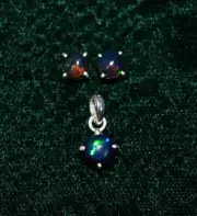 925 SOLID STERLING SILVER BLACK ETHIOPIAN OPAL STUD EARRING PENDANT SET F141