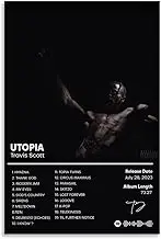 Travis Poster Scott Rapper Music Album Poster Canvas Painting Wall Art Picture Home Decor Print For Bedroom Living Room Dorm Study Bar Office 24x36inch(60x90cm)