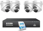 [ZOSI] 4K 8CH PoE NVR Home Security Camera System and 4 5MP Outdoor IP Dome Cameras,Person Vehicle Detection,2 Way Audio,Color Night Vision,2TB HDD