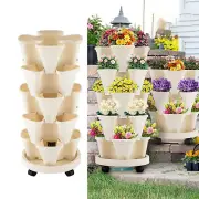 5 Tier Vertical Garden Strawberry Stackable Planters Herbs Petunias Pancy Labels
