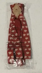 Vintage Men's Old Spice Nautical Sailboat Suspenders One Size Red and Beige NEW