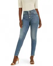 GUESS 1981 Exposed Button Jeans in Blue Size: 27, Spandex