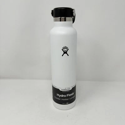 Hydro Flask Steel Water Bottle Flex Cap Standard Mouth Hydration 24 Oz White