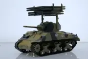1945 M4 Sherman Tank US Army WWII w/ Multiple Rocket Launcher 1:64 Diecast Model