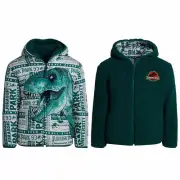 JURASSIC WORLD Boys 6 Full Zip Soft Fleece Reversible Jacket Sweater NEW