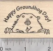 Happy Groundhog Day Rubber stamp H29422 WM