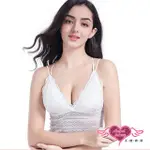 【ANGEL 天使霓裳】小可愛 小花圖騰 細肩帶交叉美背內搭內衣背心(白F)