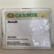 Vintage 1980's Cannon Monticello Full Size Flat Sheet White Made In USA