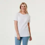 Plain Blank Cotton Short Sleeve T-shirt for Women Girls White Basic Tee Size 10