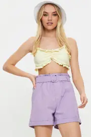 Purple Belted Elastic Waist Short - Size 10, Women's Trial Bottom