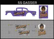 Hot Wheels (1/64), 55 Gasser "Hipster" Waterslide, Printed White First, Decals