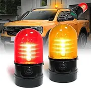 ELLUMIN 6" Strobe Rotating Flashing Light, Red&Amber LED Beacon Light with Magnetic Base for Vehicle Forklift Truck Tractor Golf Carts UTV Car Bus and Club Party Show Bar(Red&Amber, 2 Pack