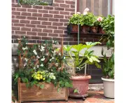UNHO Wooden Raised Garden Bed Planter Box with Trellis Outdoor Garden Planting