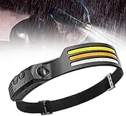 Rechargeable Headlamp Battery Powered, Portable Hard Hat Headlamp Camping Headlamps Flashlight,Three Front-Facing LED Strips, 2025 New Rechargeable Headlamp (1PC)
