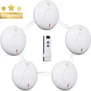 5x Wireless Smoke Alarms 10Yr Battery Remote Interconnected