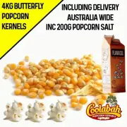 4kg Premium Bulk Popping Corn Kernels with 200g Flavacol Salt INC DELIVERY