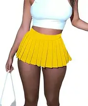 [BemorRun] Women's Pleated Skirt Sexy Club Mini Skirt for Women Elastic Waist A-Line Y2K Short Skirts Micro Skirt