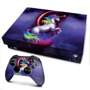 Xbox One X Console Skins Decal Wrap ONLY Unicorn Rainbows Space