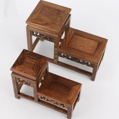 Chinese Wood Fishbowl Stand Bonsai Teapot Stone Vase Flower Rack Base Home Decor