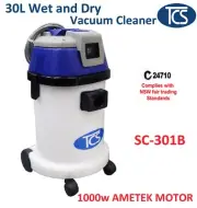 TCS Commercial Industrial Plastic 30L Wet/ Dry Ametek Motor 1000W Vacuum Cleaner