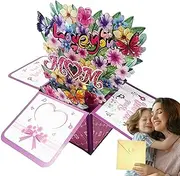 Pop-Up Flower Bouquet Cards, Greeting Cards for Mother's Day, Elegant Paper Floral Arrangement, Thank You Blank Note Card with Envelope, Musical Light-Up Design, Thoughtful for Women