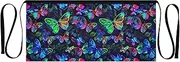 [Joitme] Neon Butterflies Flowers Aprons for Women, Waitress Apron for Women, Short Apron, Chef Apron Men, Neon Butterflies Flowers